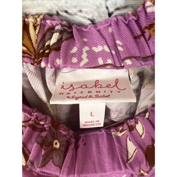 Isabel Maternity Off The Shoulder Floral Maxi Dress Violet Size L NWT - Picture 4 of 6